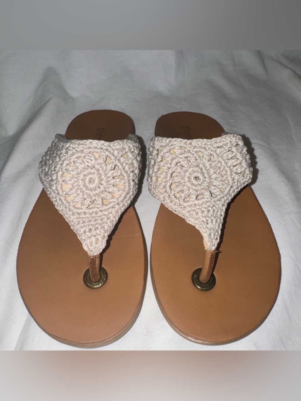 The Sak Everly Thong Flip Flop  Sandal Natural Crochet Women’s Size 6 Boho